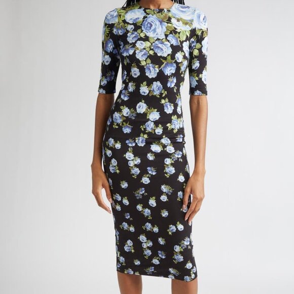 NWT Alice + Olivia Floral Jersey Midi Dress - Picture 1 of 4